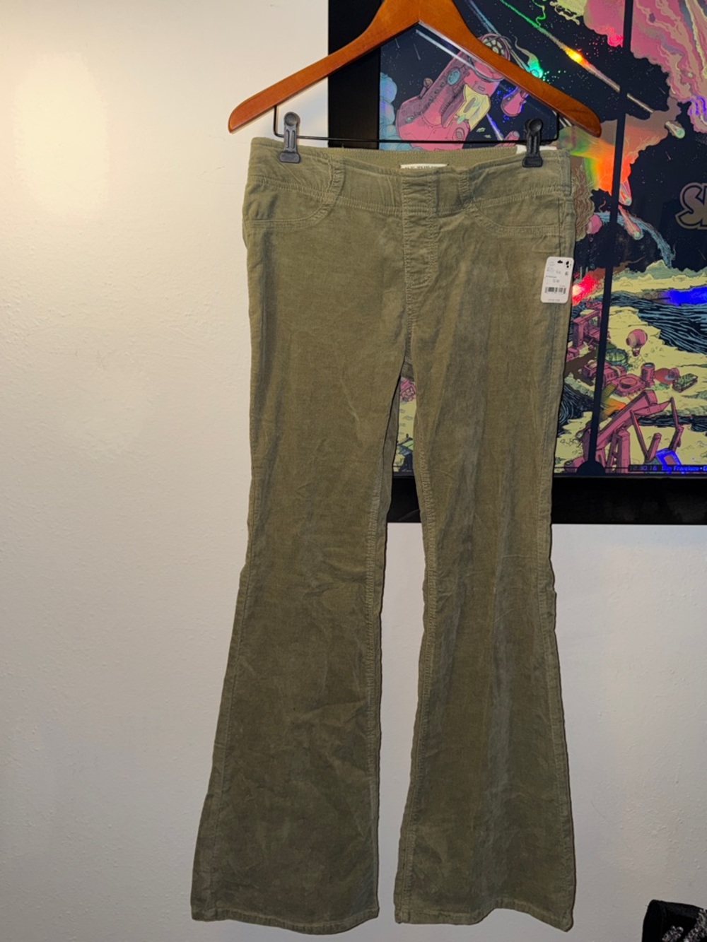 Free People Olive Green Corduroy Flare Jeans